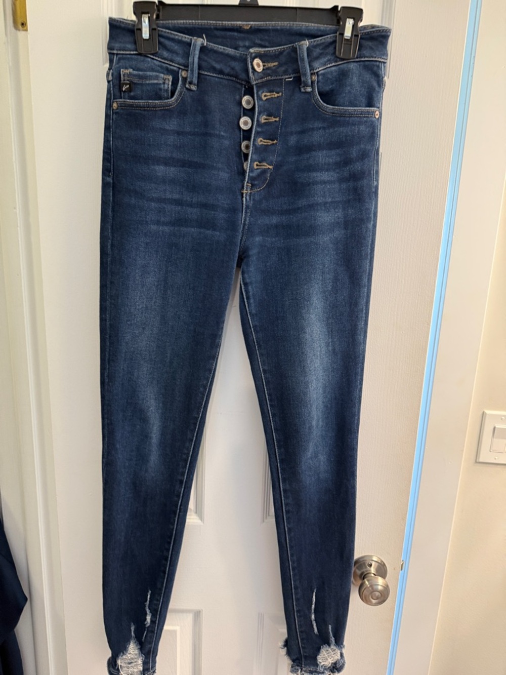 KanCan Dark Blue High-Rise Skinny Jeans with Button-Fly